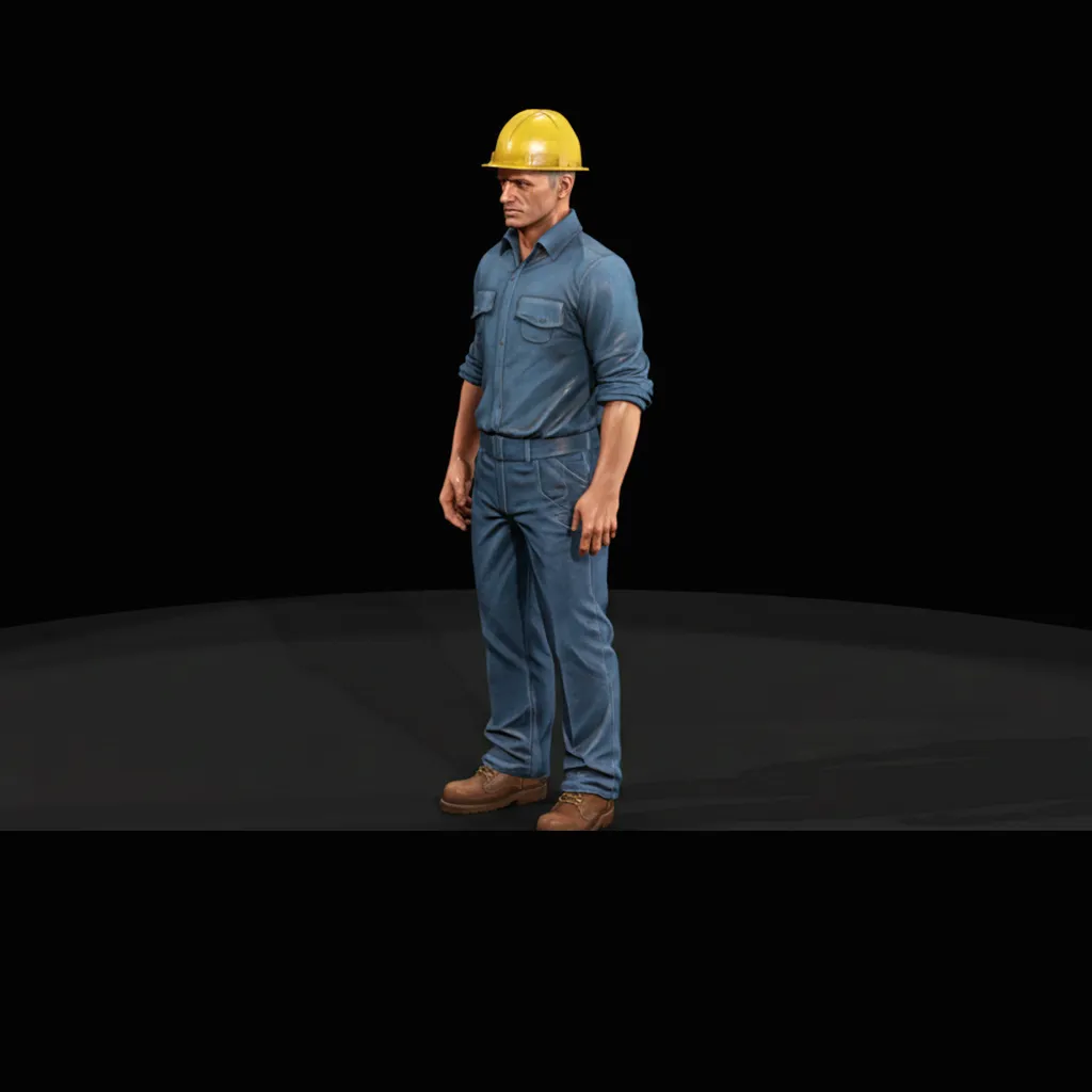 1960s Road Construction Worker Electric Line 3D print model