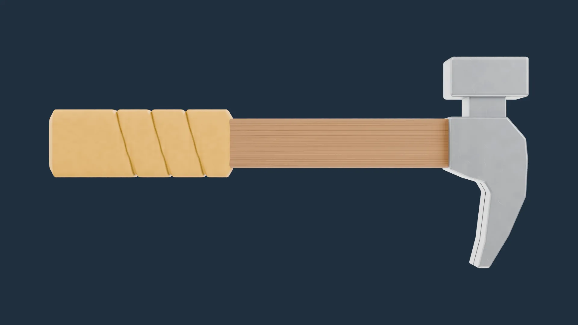 Claw Hammer with Pale Wrapped Grip and Wooden Handle Low-poly 3D model