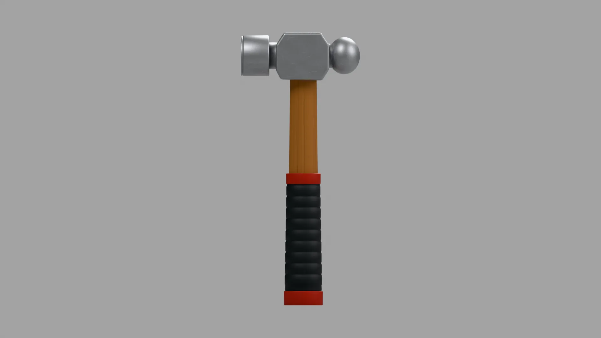 Ball-Peen Hammer with Black and Red Grip Low-poly 3D model