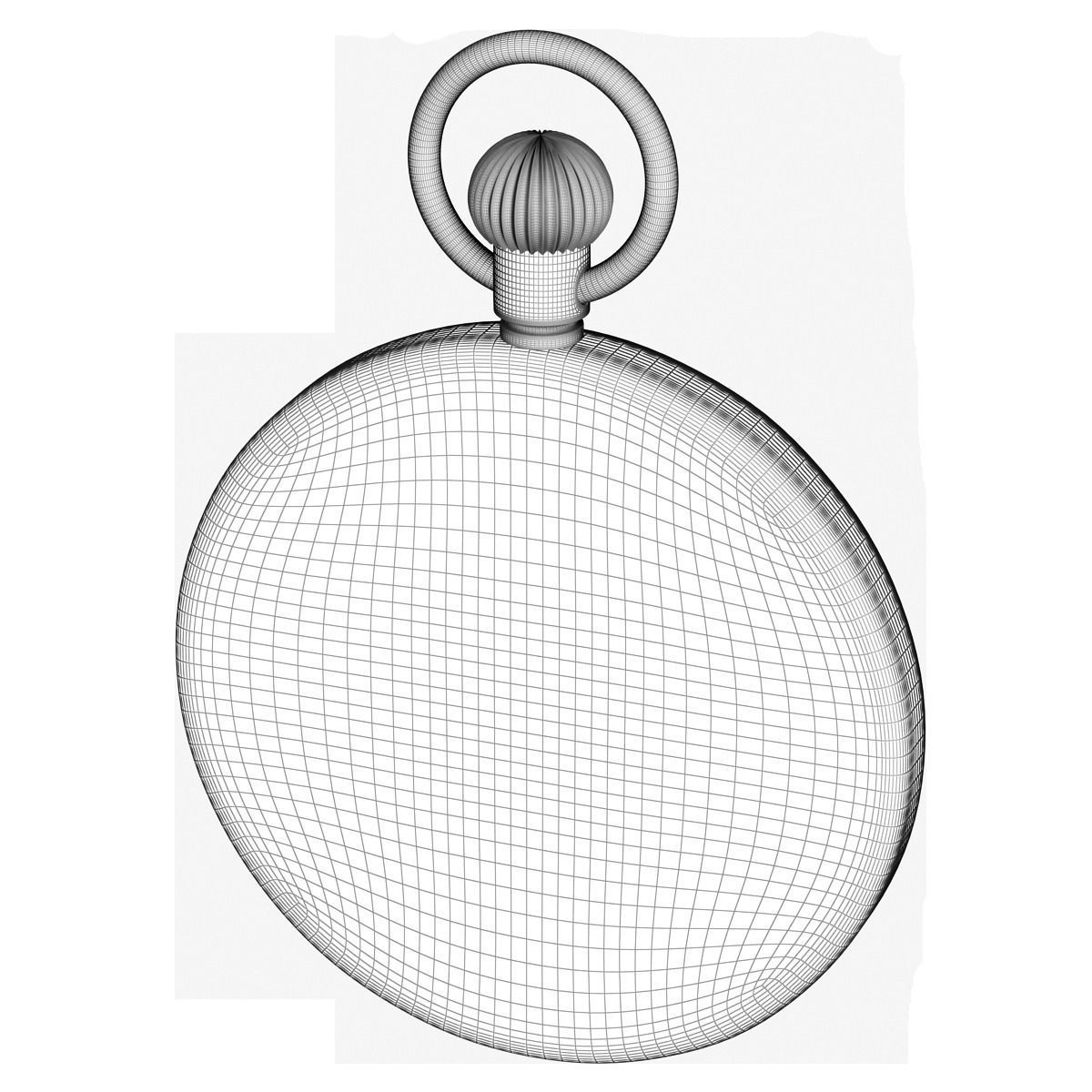 Gold pocket watch with a dial Europe 3D model_5