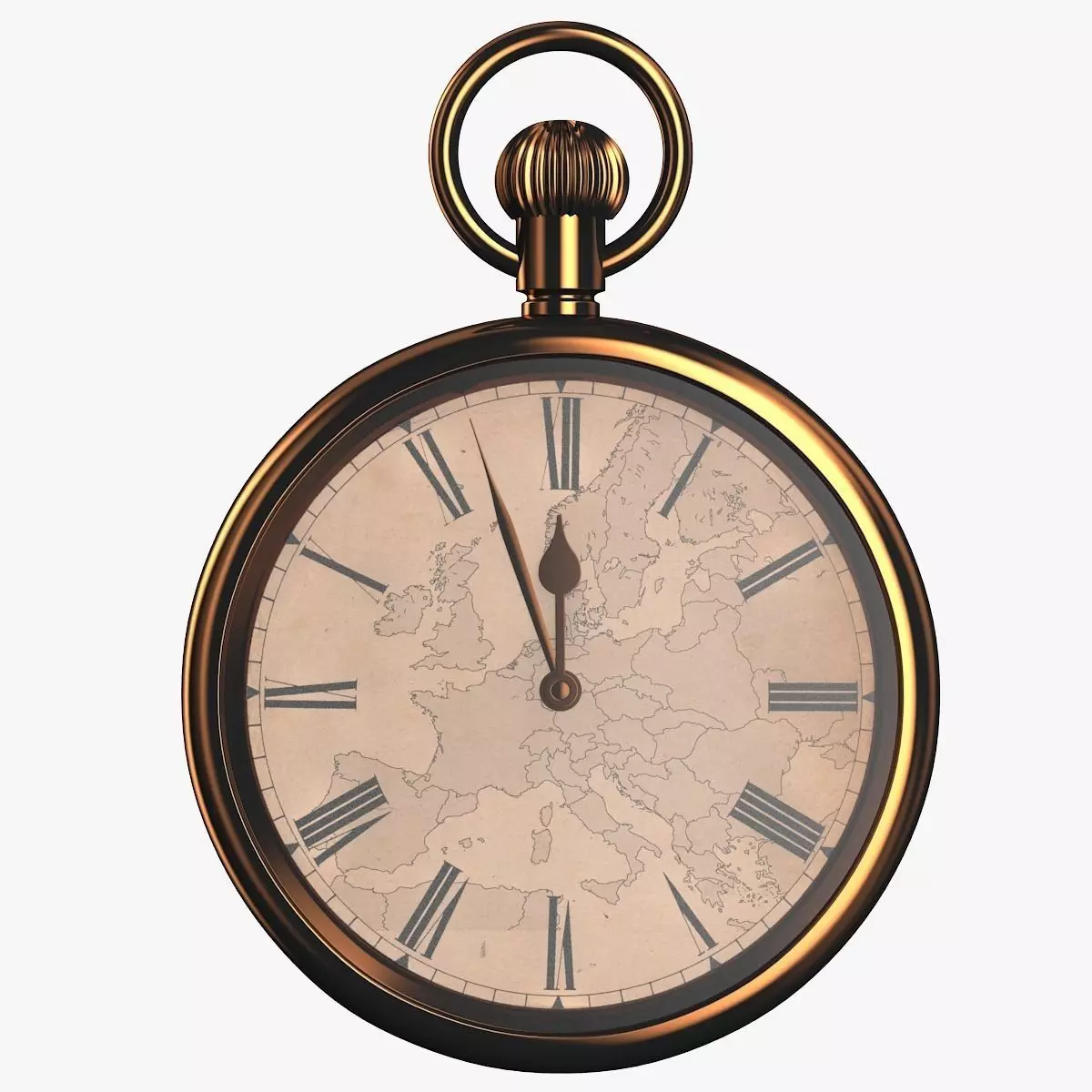 Gold pocket watch with a dial Europe 3D model