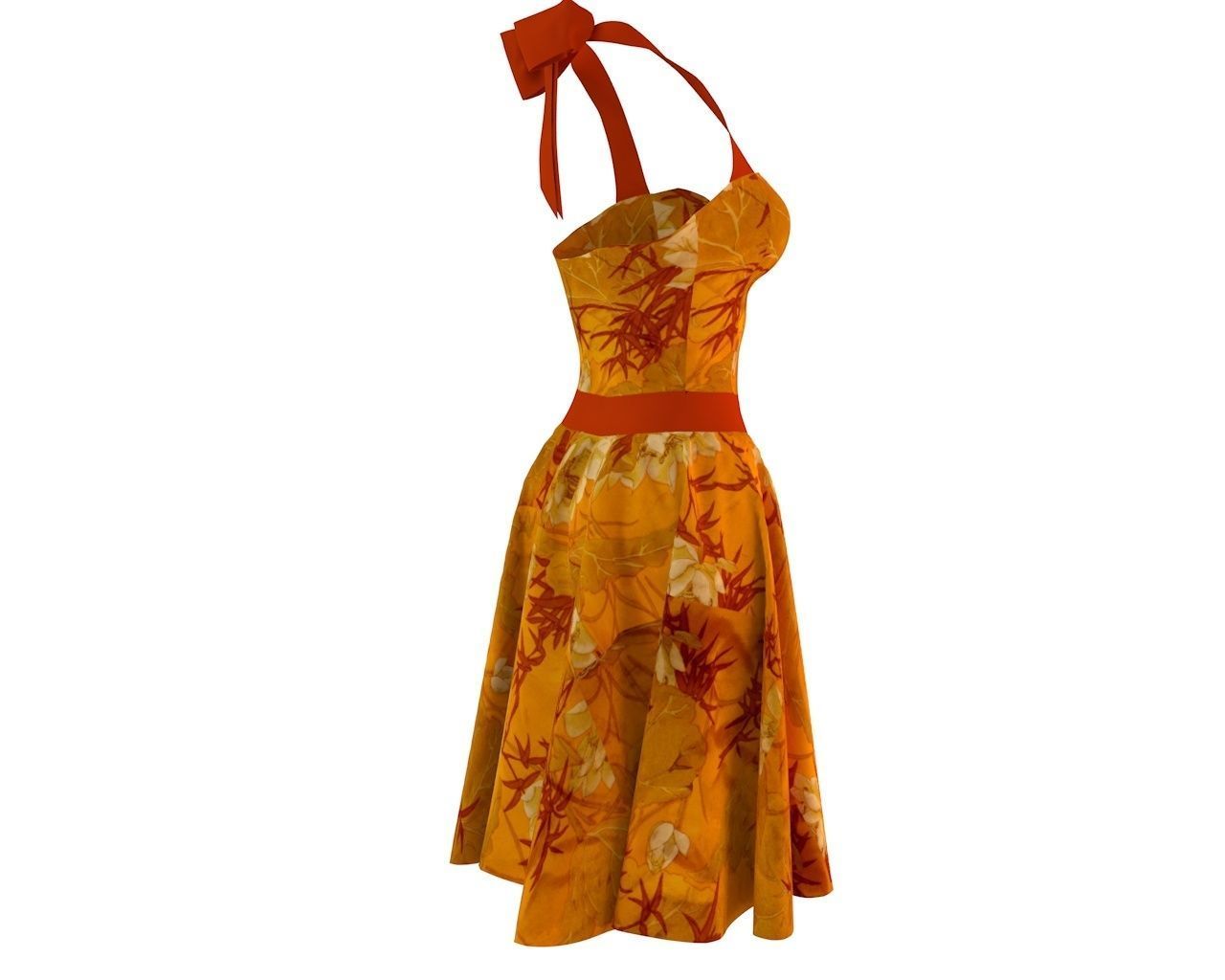 Stylish Designer Women Dress with bow 3D model  3D model_7