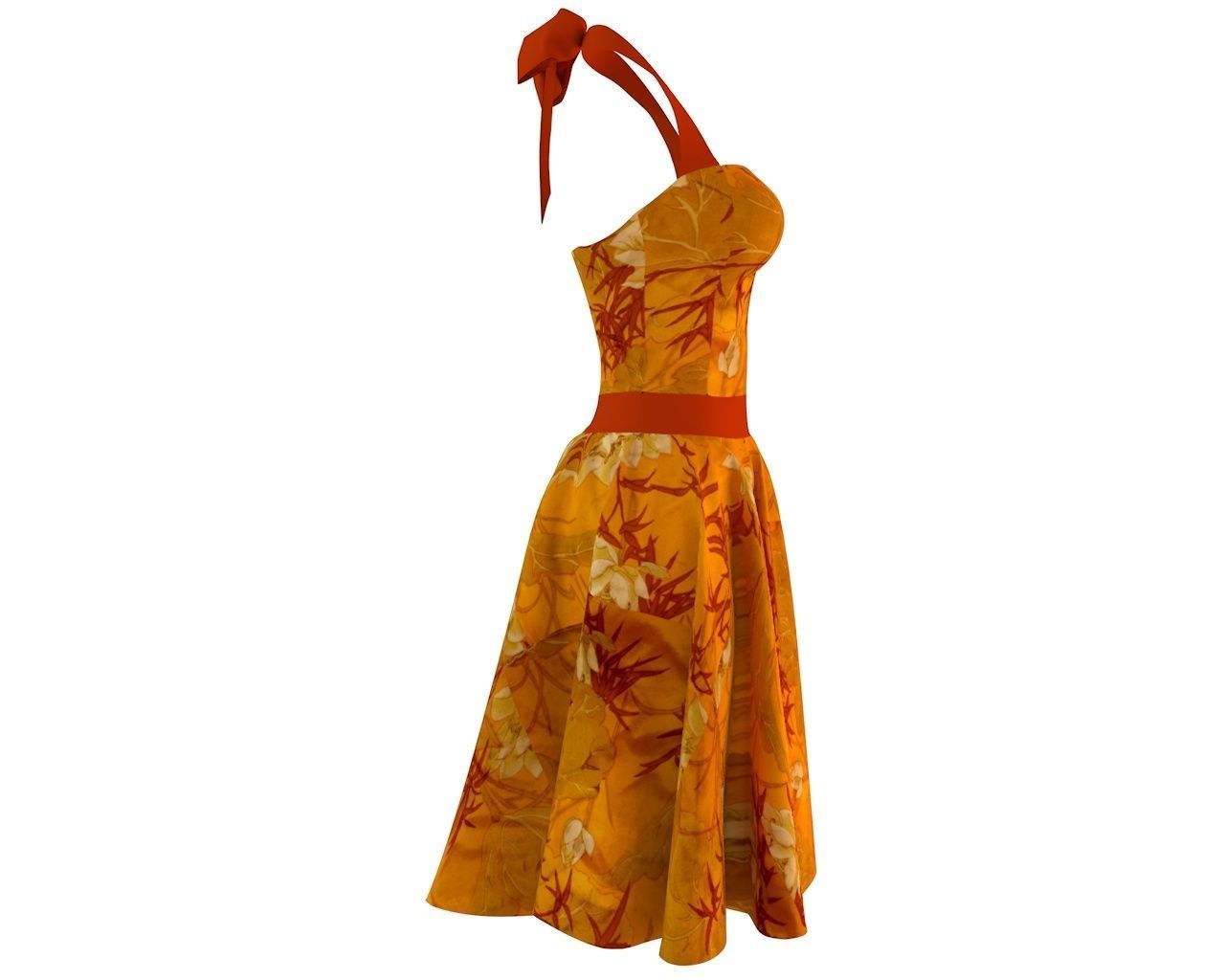 Stylish Designer Women Dress with bow 3D model  3D model_6