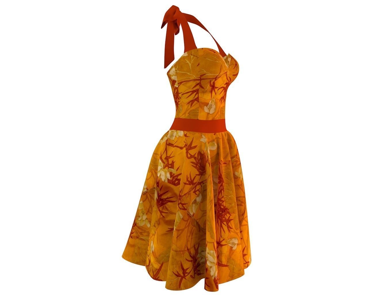 Stylish Designer Women Dress with bow 3D model  3D model_5