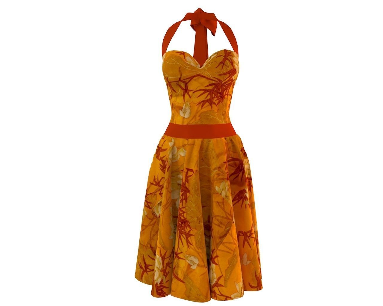 Stylish Designer Women Dress with bow 3D model  3D model_3