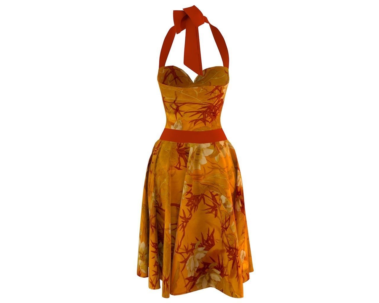 Stylish Designer Women Dress with bow 3D model  3D model_9