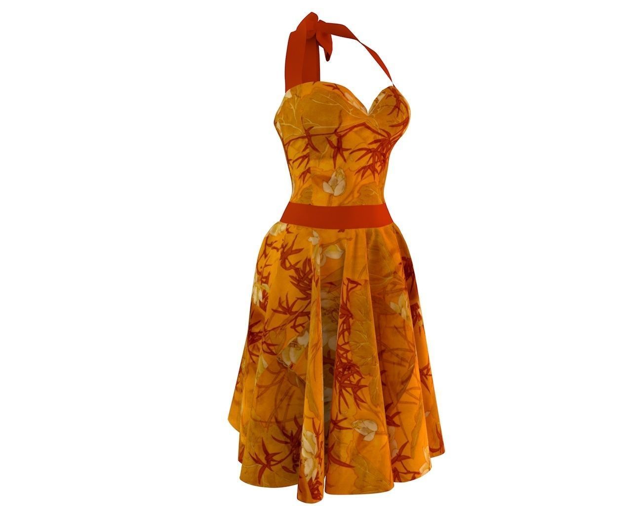 Stylish Designer Women Dress with bow 3D model  3D model_4