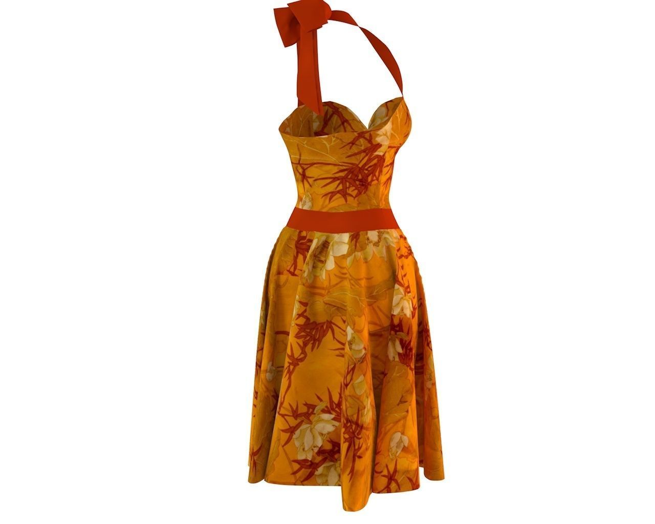 Stylish Designer Women Dress with bow 3D model  3D model_8