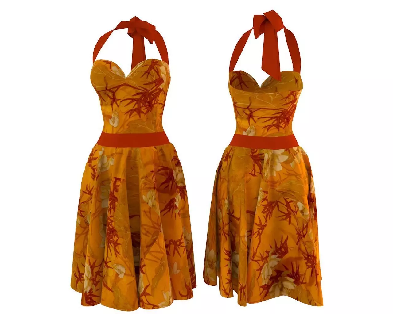 Stylish Designer Women Dress with bow 3D model  3D model_0