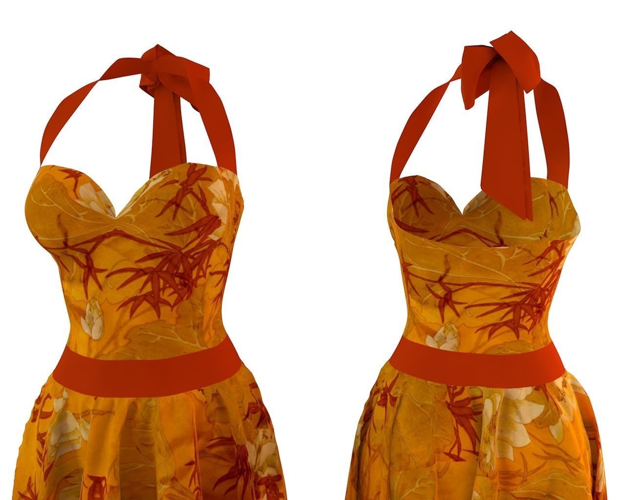 Stylish Designer Women Dress with bow 3D model  3D model_1