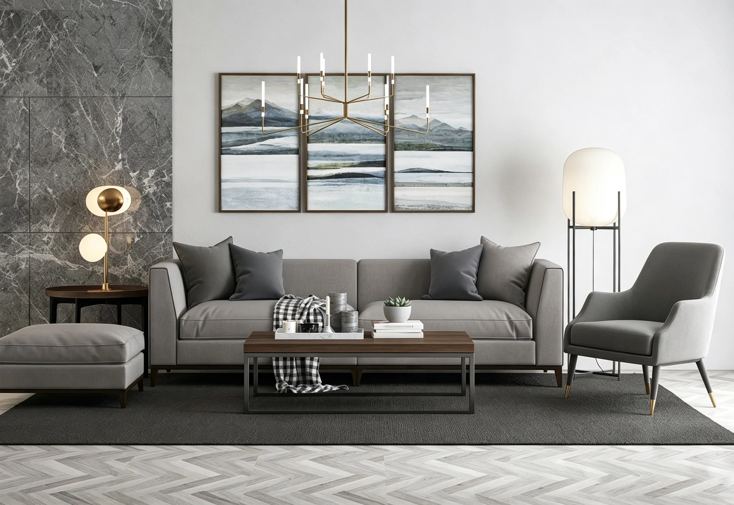 Italian Minimalist Art-inspired Reception Living Room 3D model