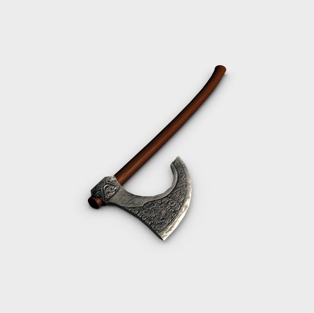Old axe Low-poly 3D model_3