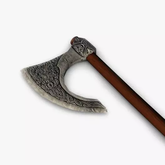 Old axe Low-poly 3D model_0
