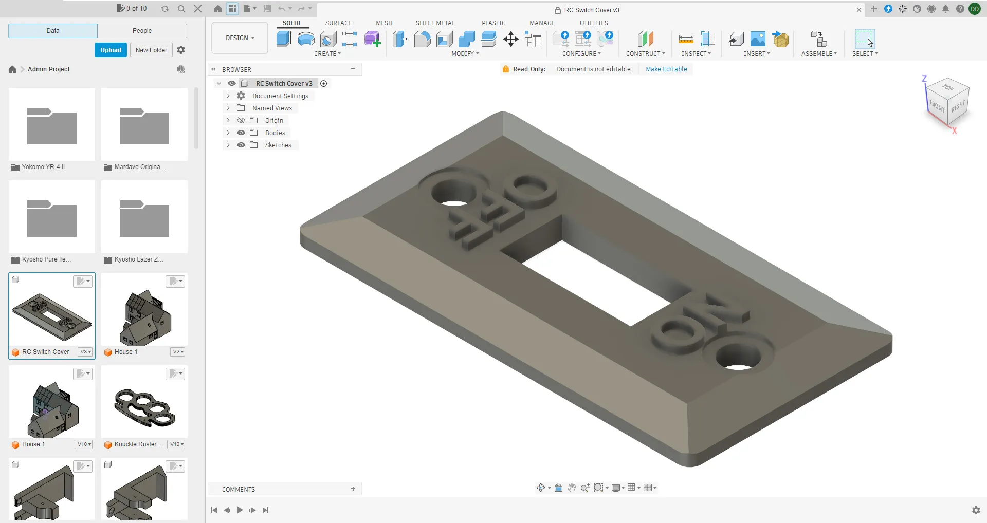 RC car switch cover Free 3D print model