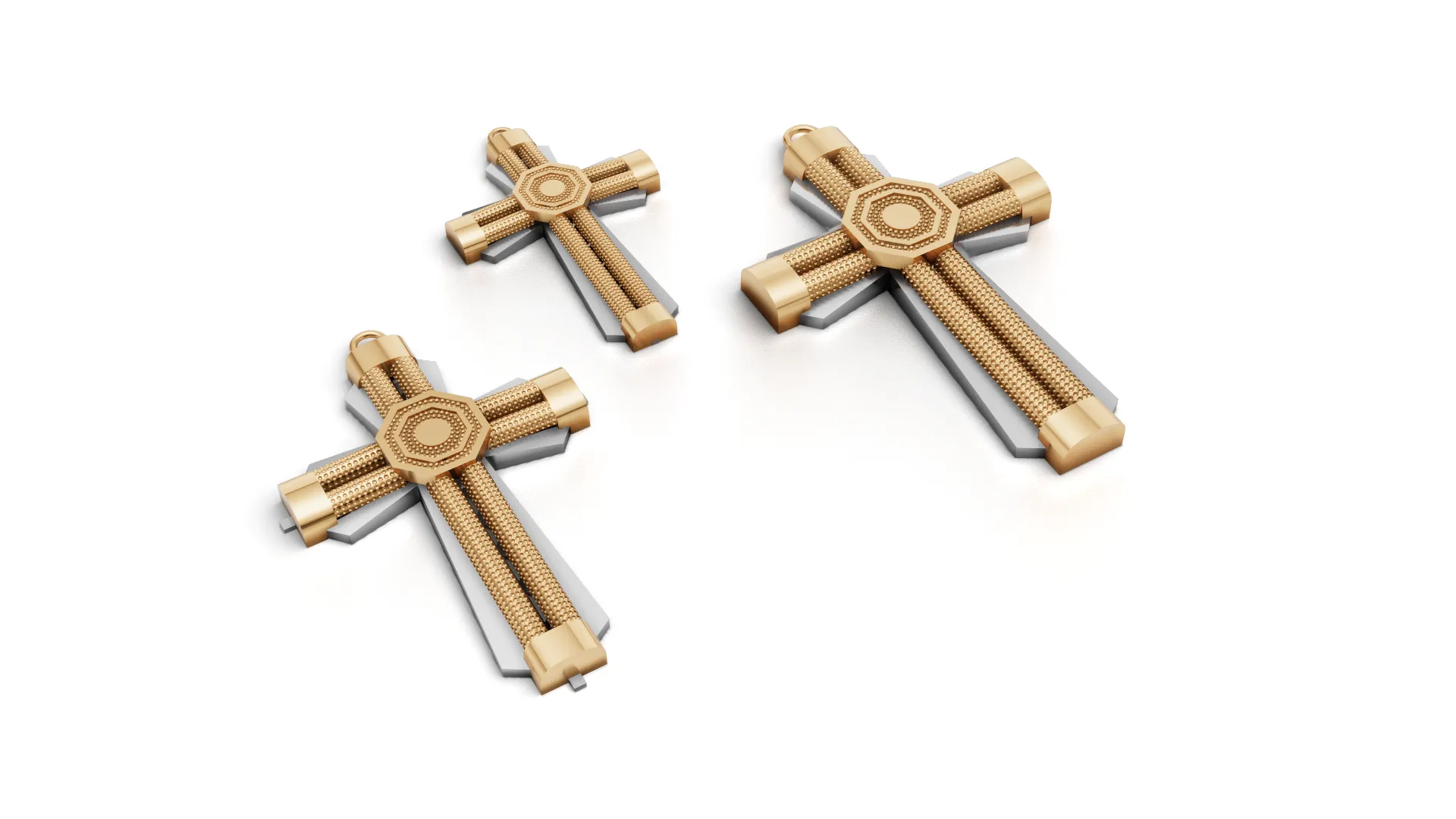 Geometric Cross Pendant Set 3 Sizes 3D model 3D printable | CGTrader