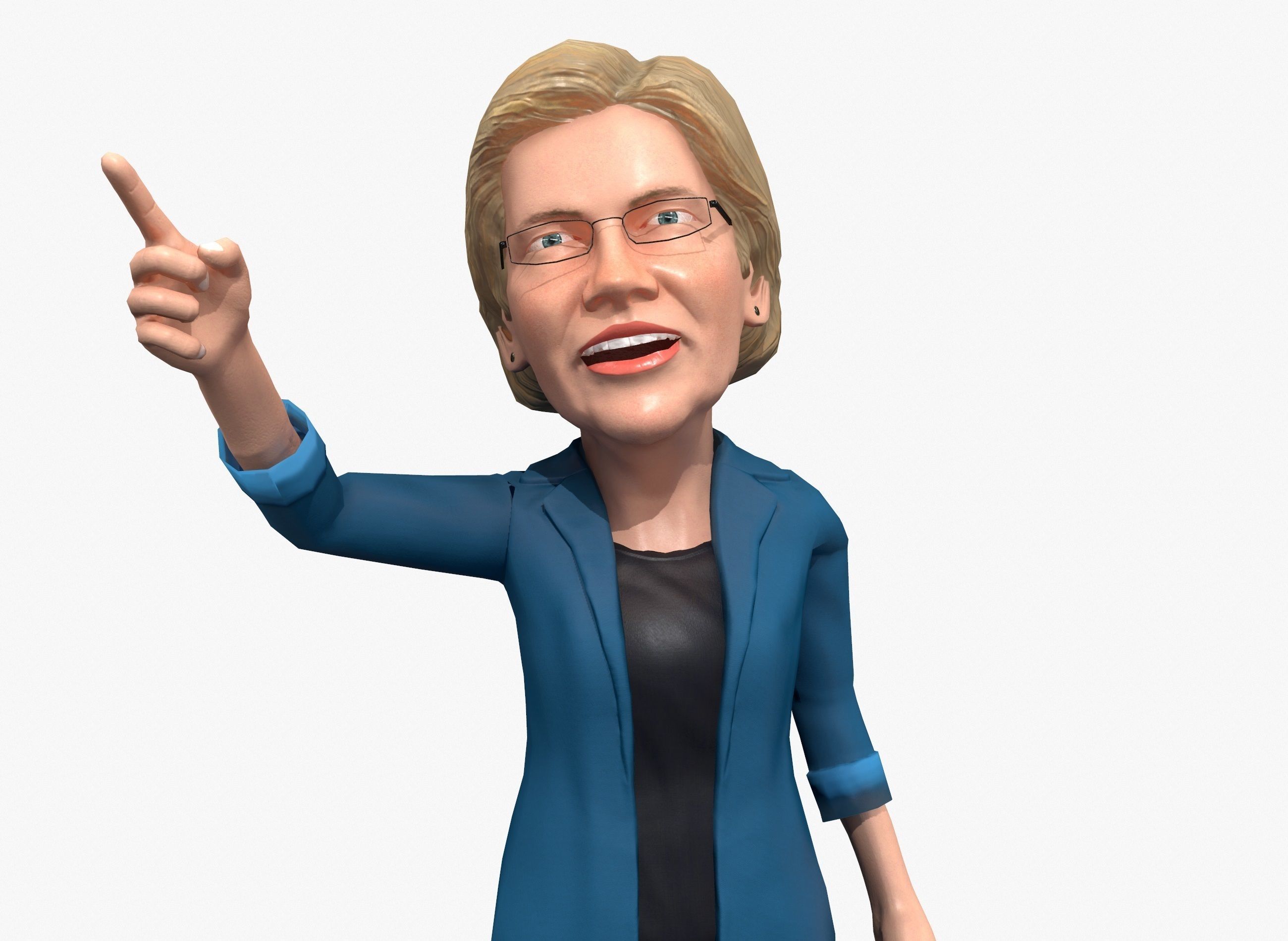 Elizabeth Warren caricature Free low-poly 3D model_1