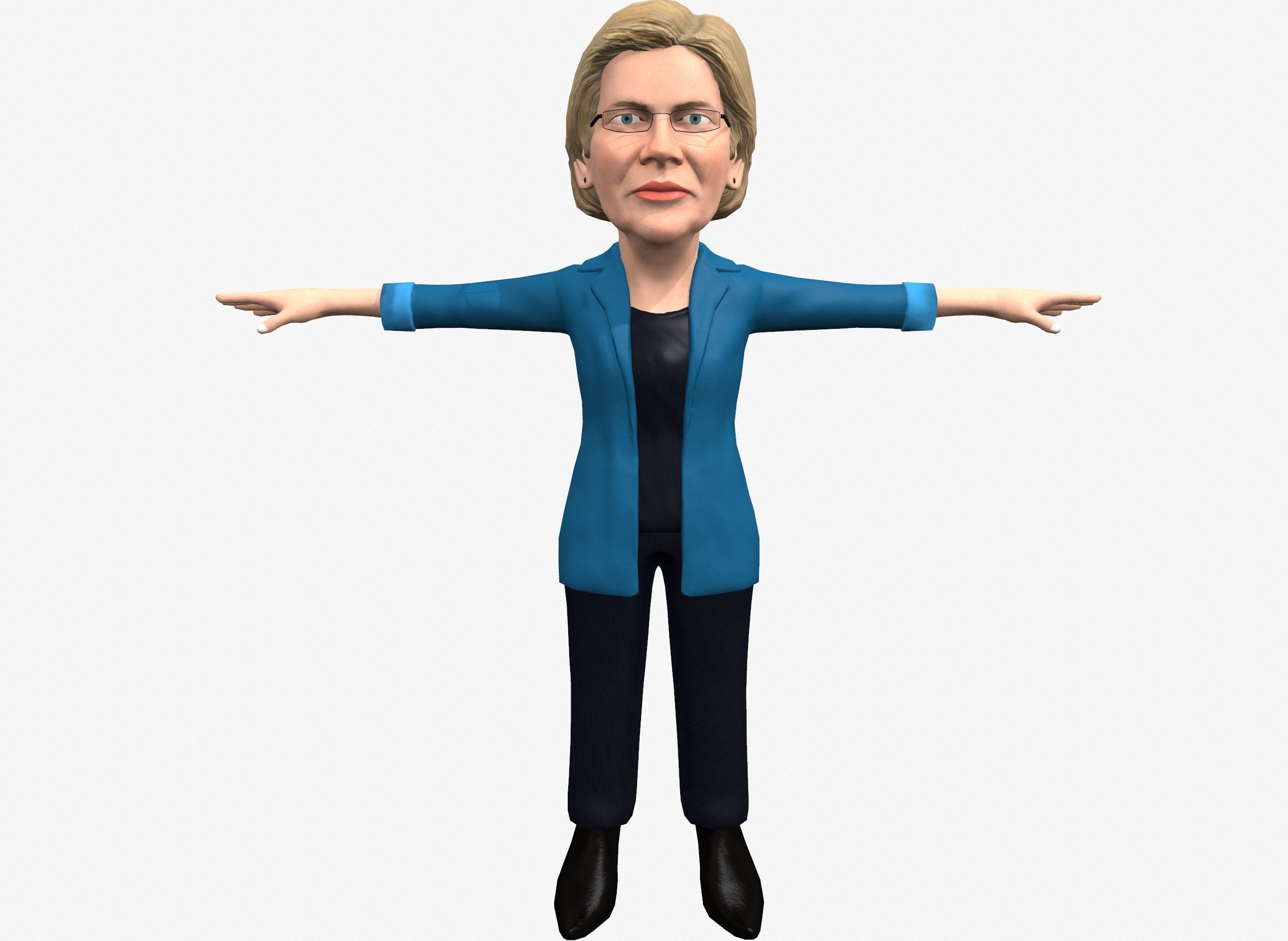 Elizabeth Warren caricature Free low-poly 3D model_9