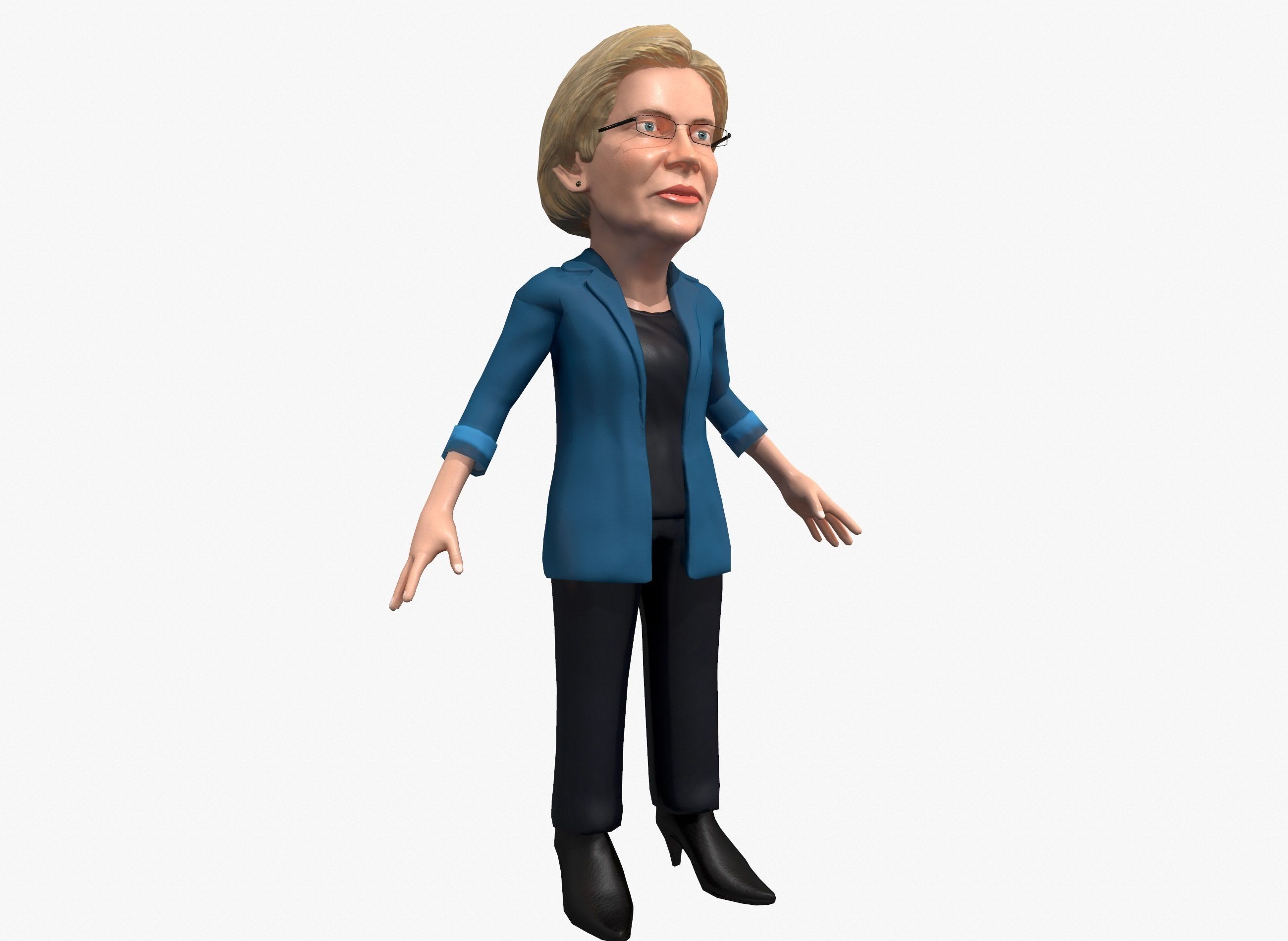 Elizabeth Warren caricature Free low-poly 3D model_8