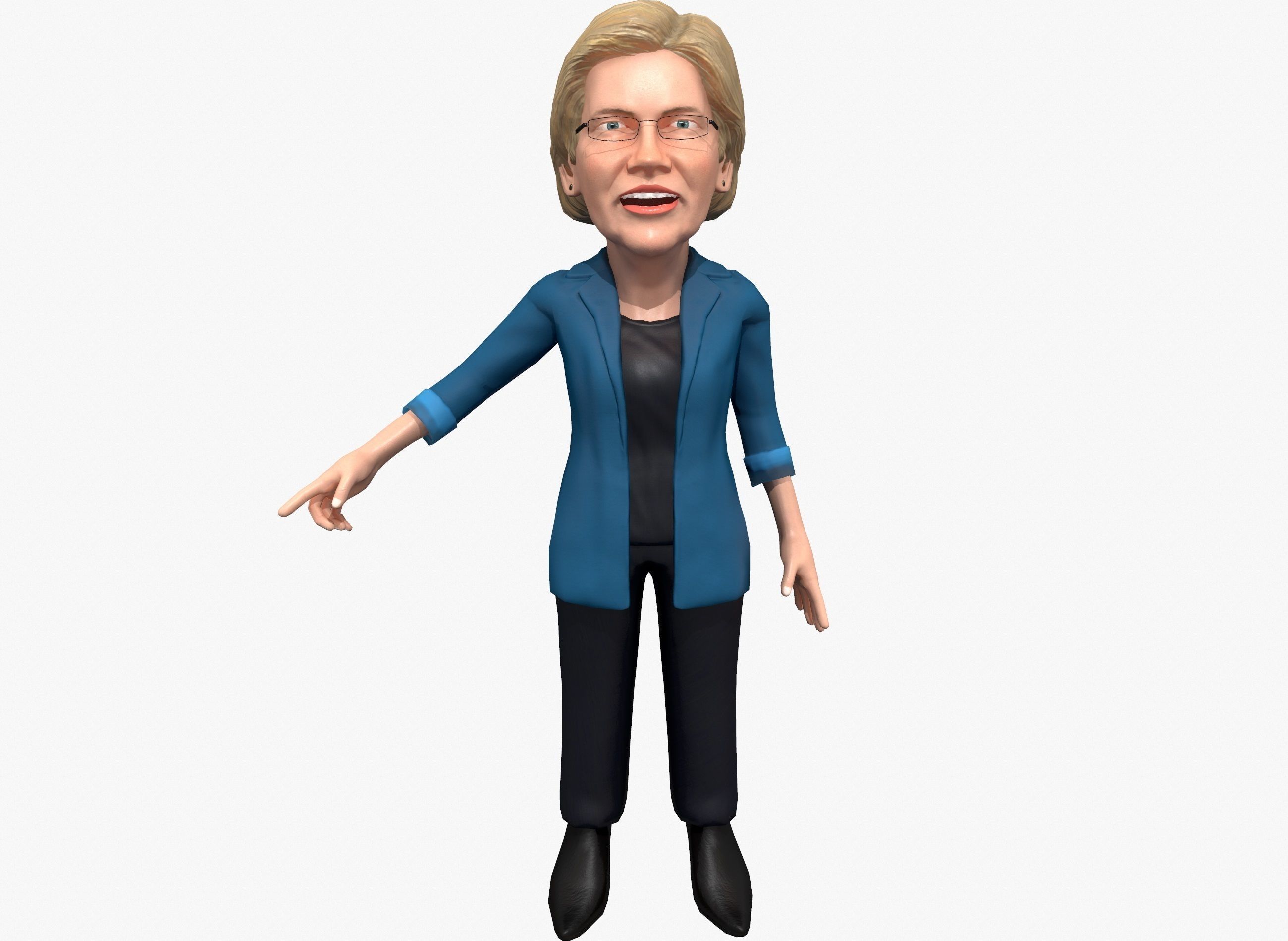 Elizabeth Warren caricature Free low-poly 3D model_6