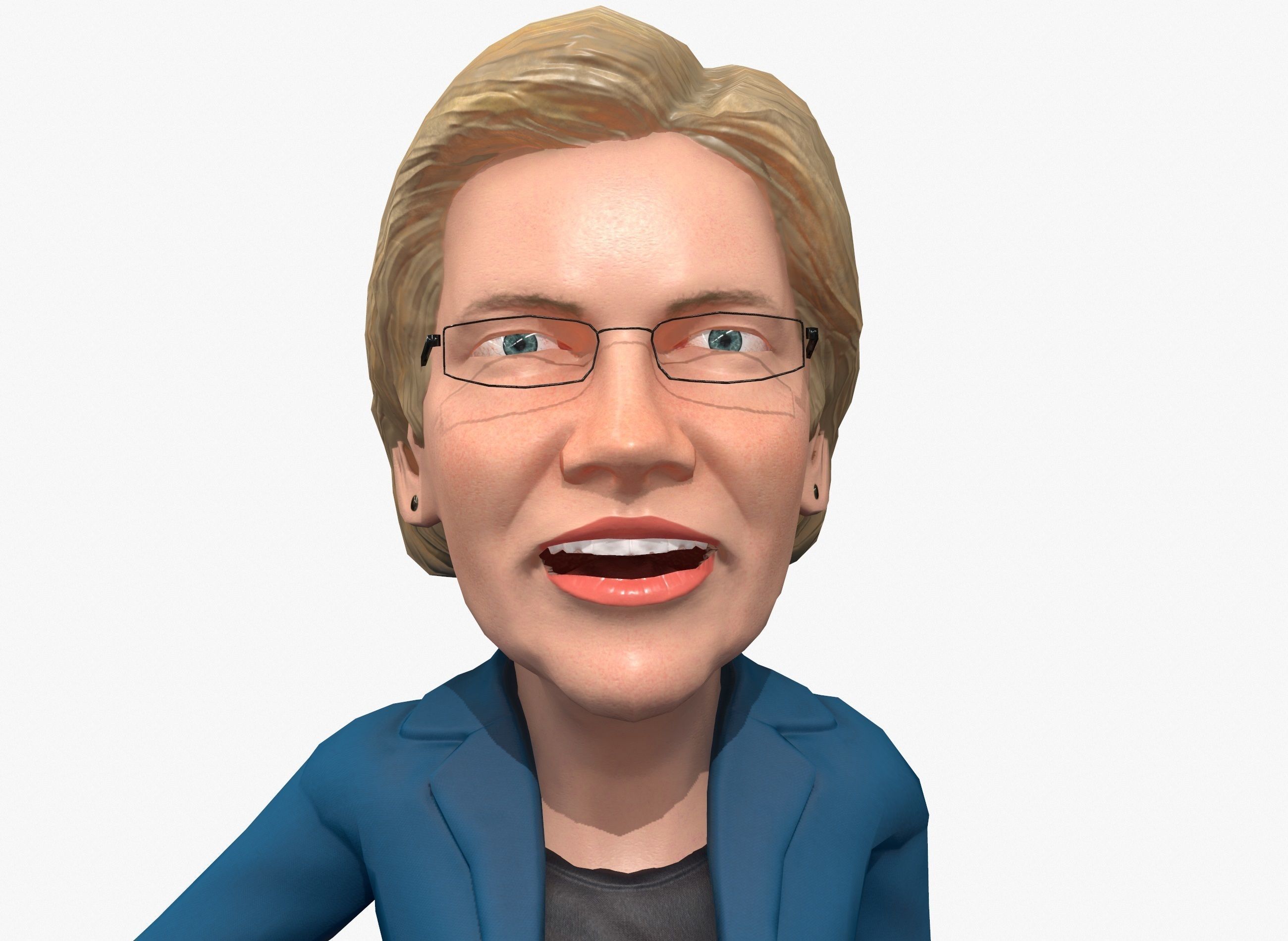 Elizabeth Warren caricature Free low-poly 3D model_3