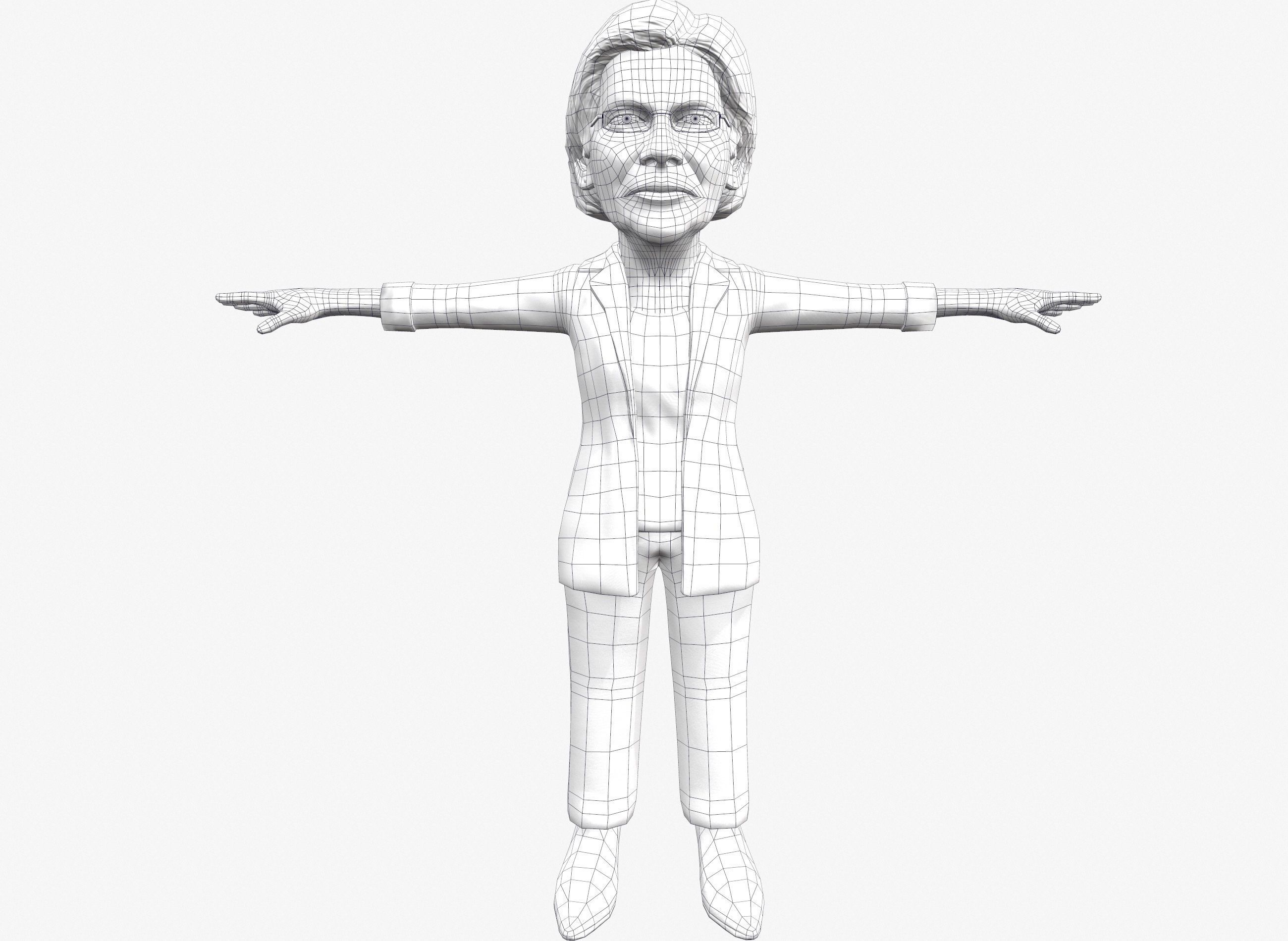 Elizabeth Warren caricature Free low-poly 3D model_12