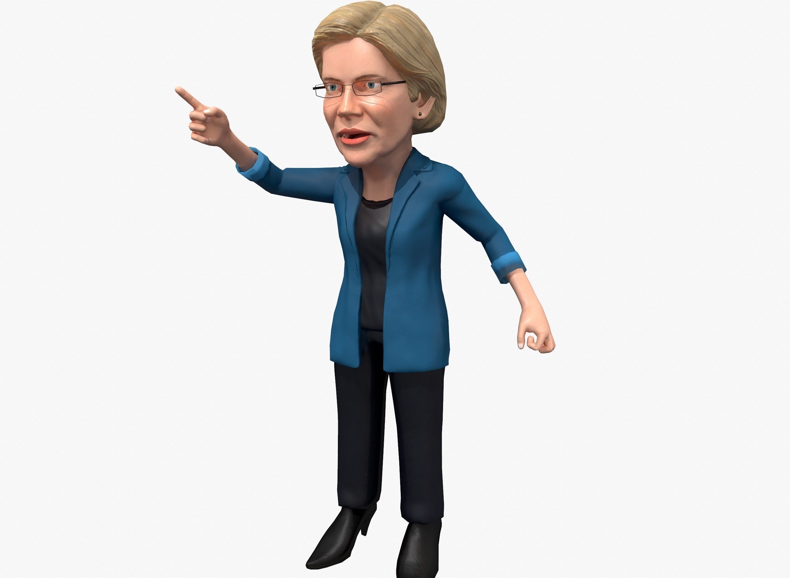 Elizabeth Warren caricature Free low-poly 3D model_5