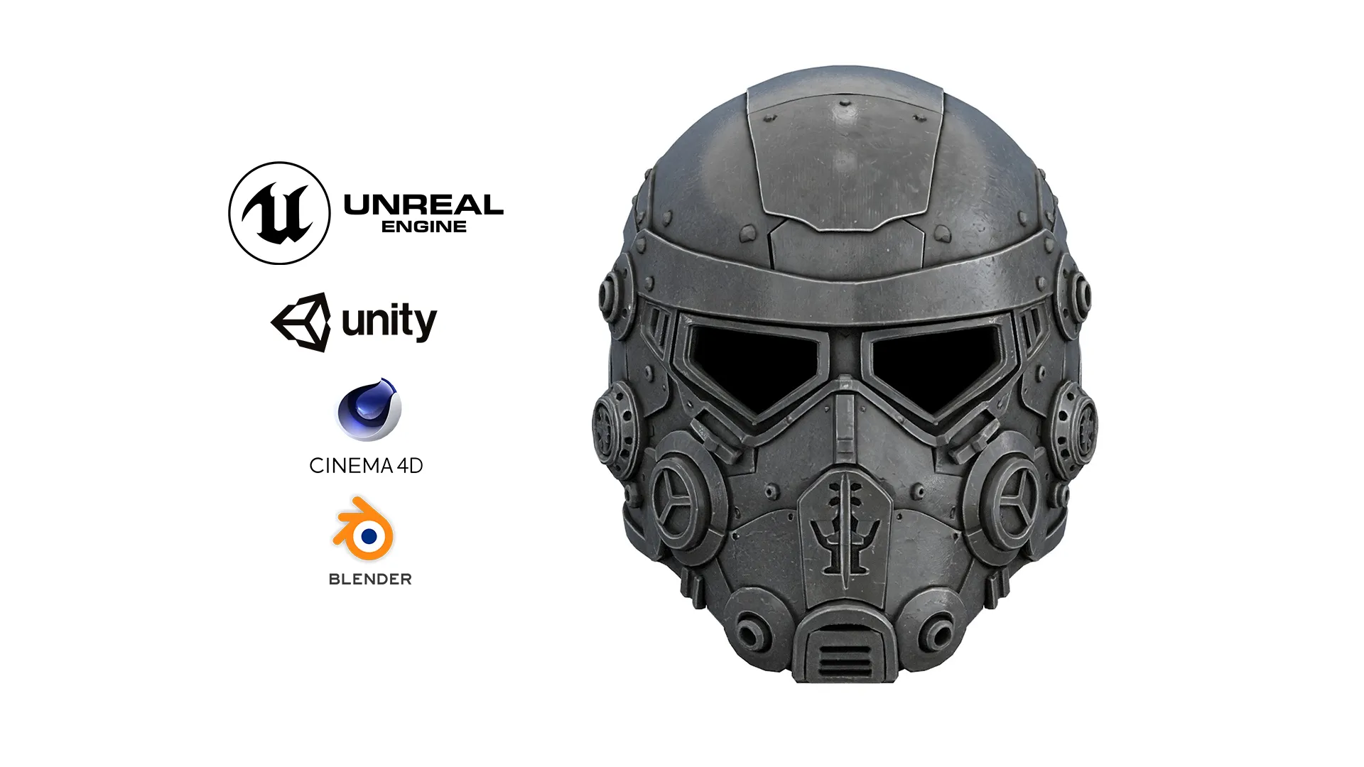 Armored tactical combat helmet game ready PBR Low-poly 3D model