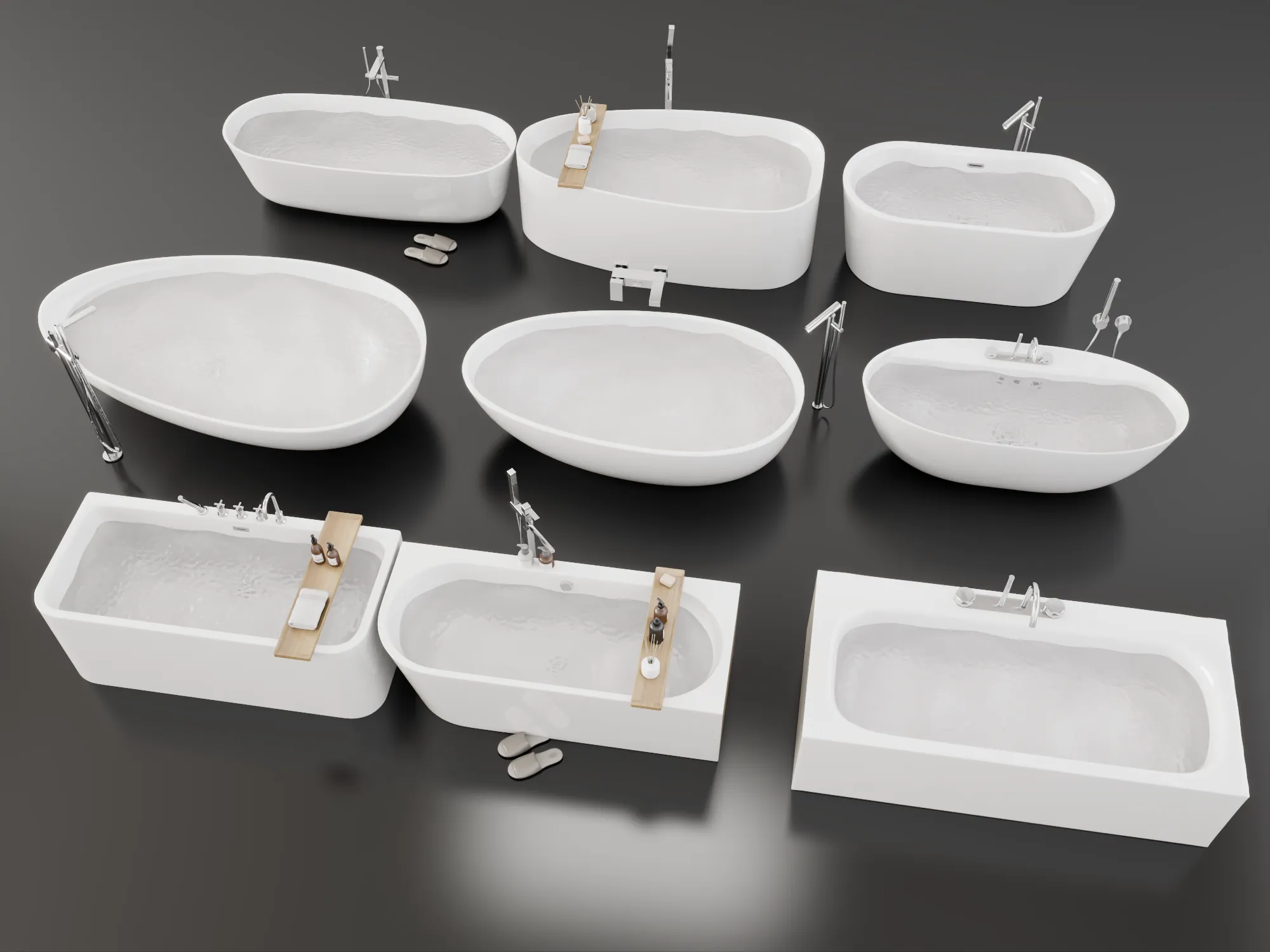 Modern Freestanding Bathtub Collection White Acrylic Low-poly 3D model
