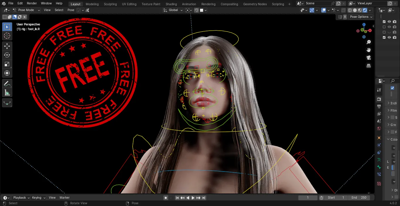 Stylized Female Character Game Ready Free Free low-poly 3D model