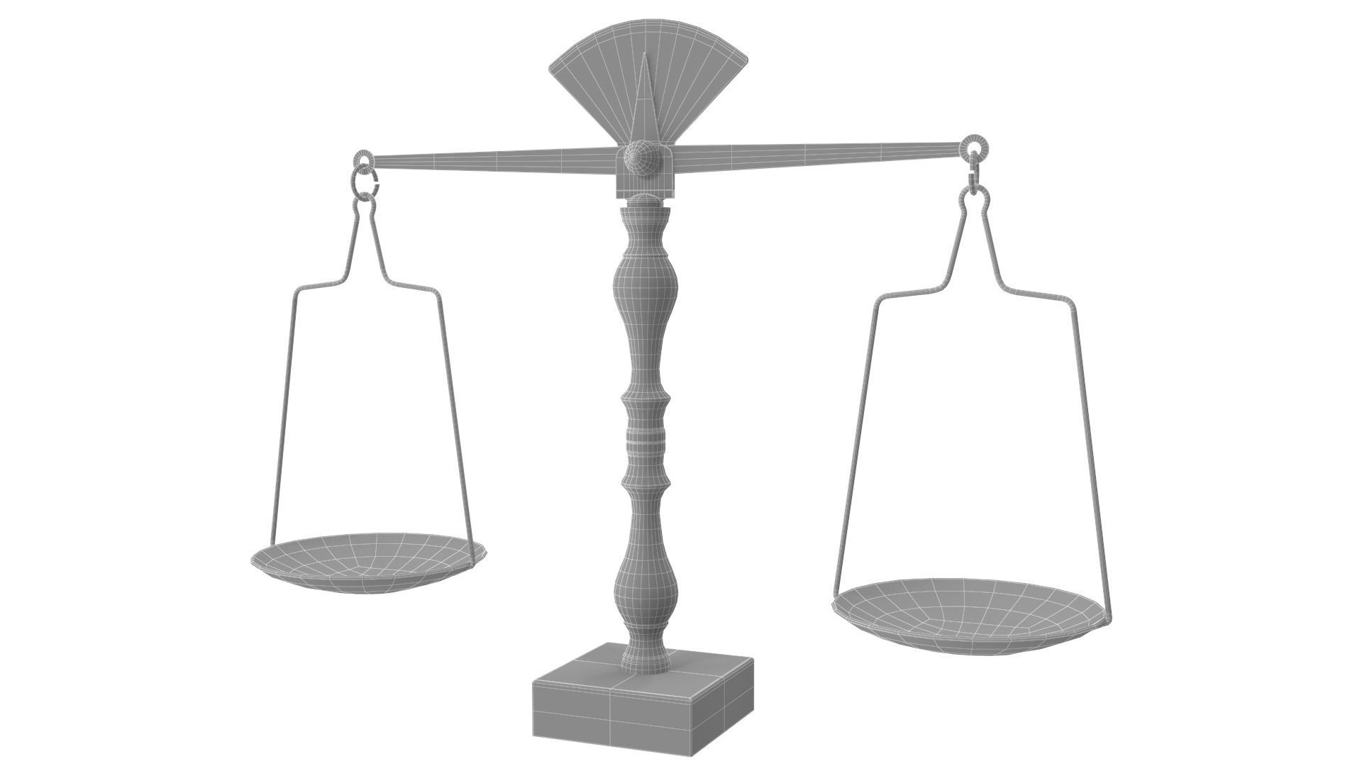 Libra gold scale with two bowls 3D model_5