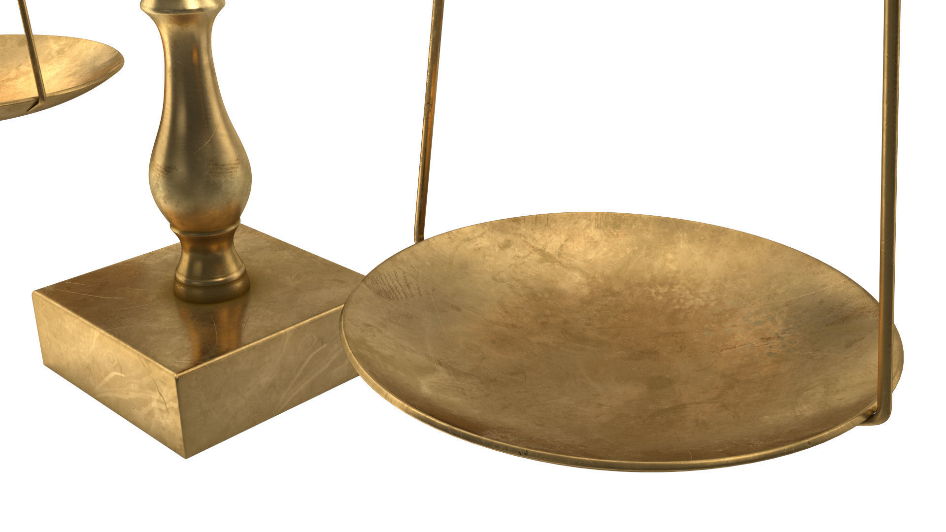 Libra gold scale with two bowls 3D model_4