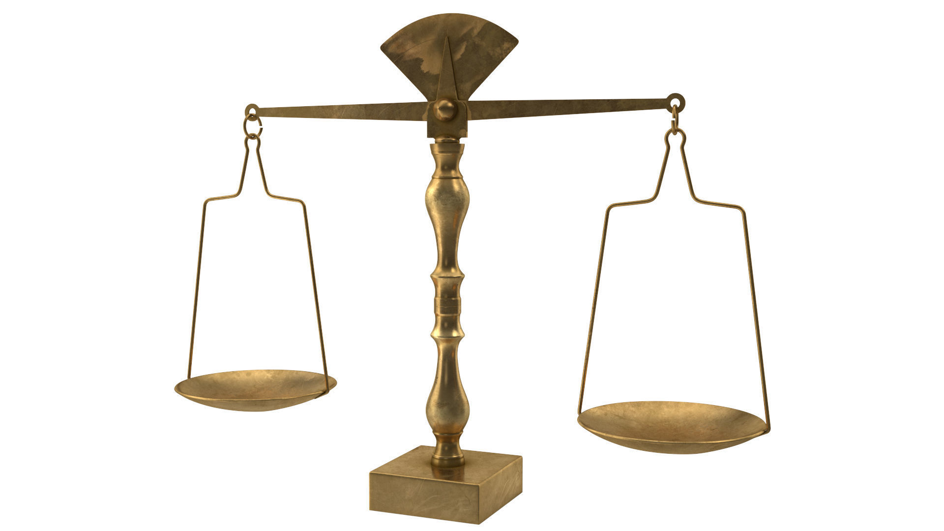 Libra gold scale with two bowls 3D model_1