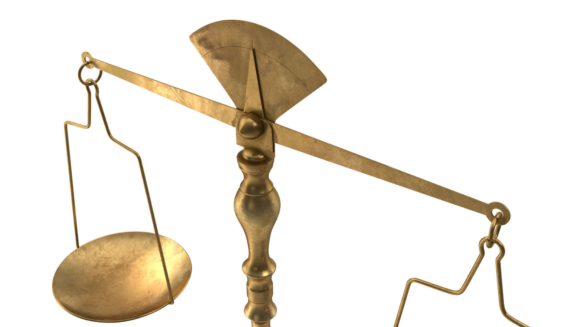 Libra gold scale with two bowls 3D model_3