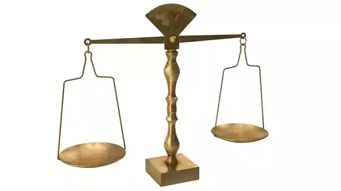 Libra gold scale with two bowls 3D model