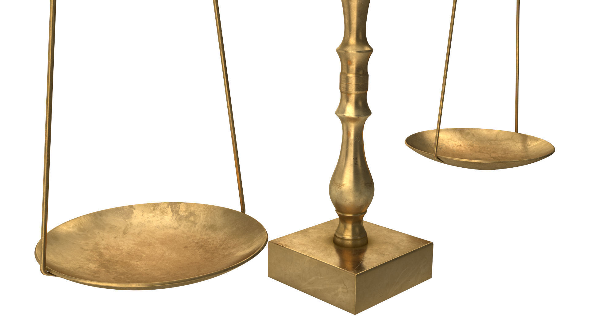 Libra gold scale with two bowls 3D model_2