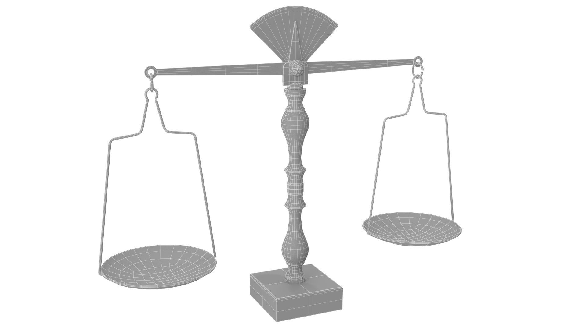 Libra gold scale with two bowls 3D model_6