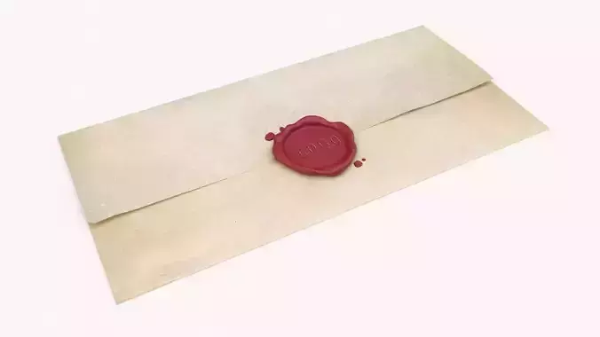 Wax Stamp Letter Low-poly 3D model