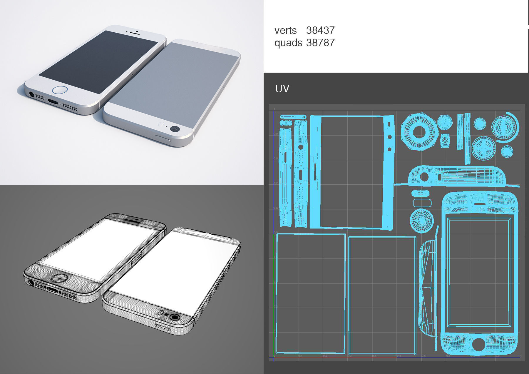 Smartphone two iphones 3D model_2