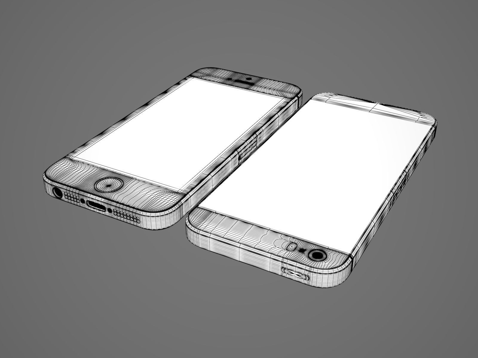 Smartphone two iphones 3D model_1