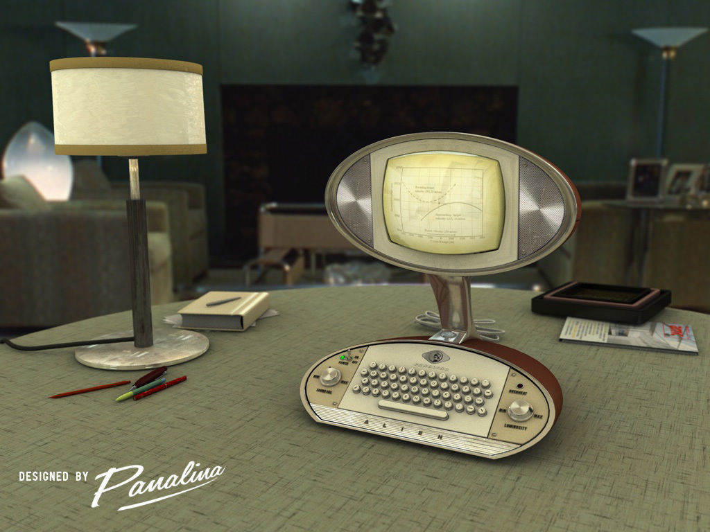 Vintage Computer Alien design 1955 - c4d fbx 3ds 3D model_3