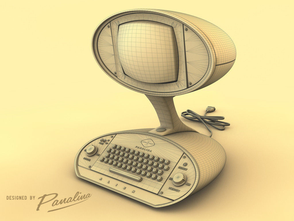 Vintage Computer Alien design 1955 - c4d fbx 3ds 3D model_5