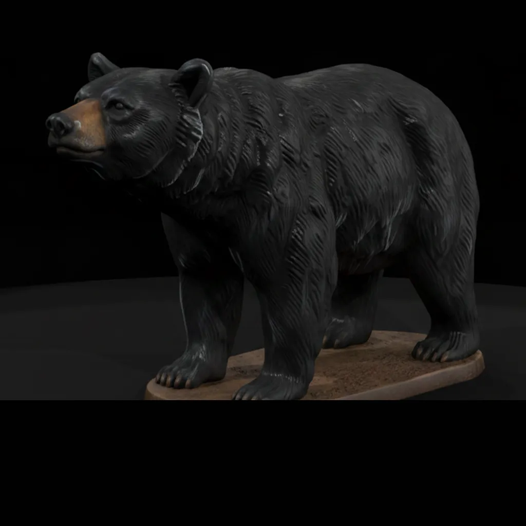 American Black Bear Male Standing Sculpt on Oval 3D print model