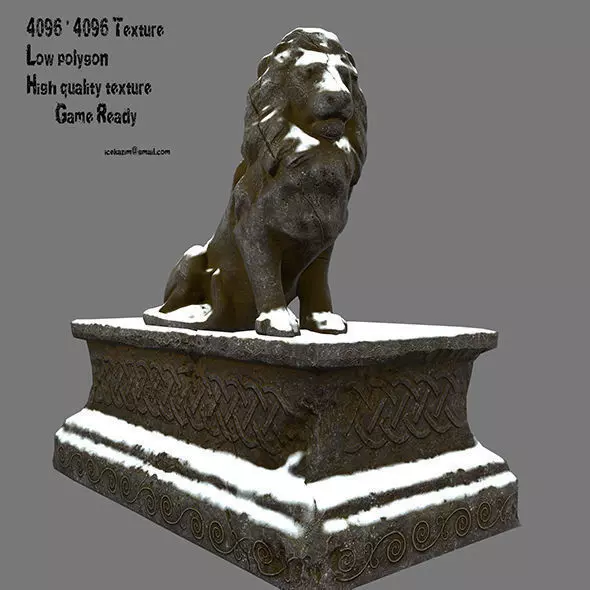Lion Statue Low-poly 3D model