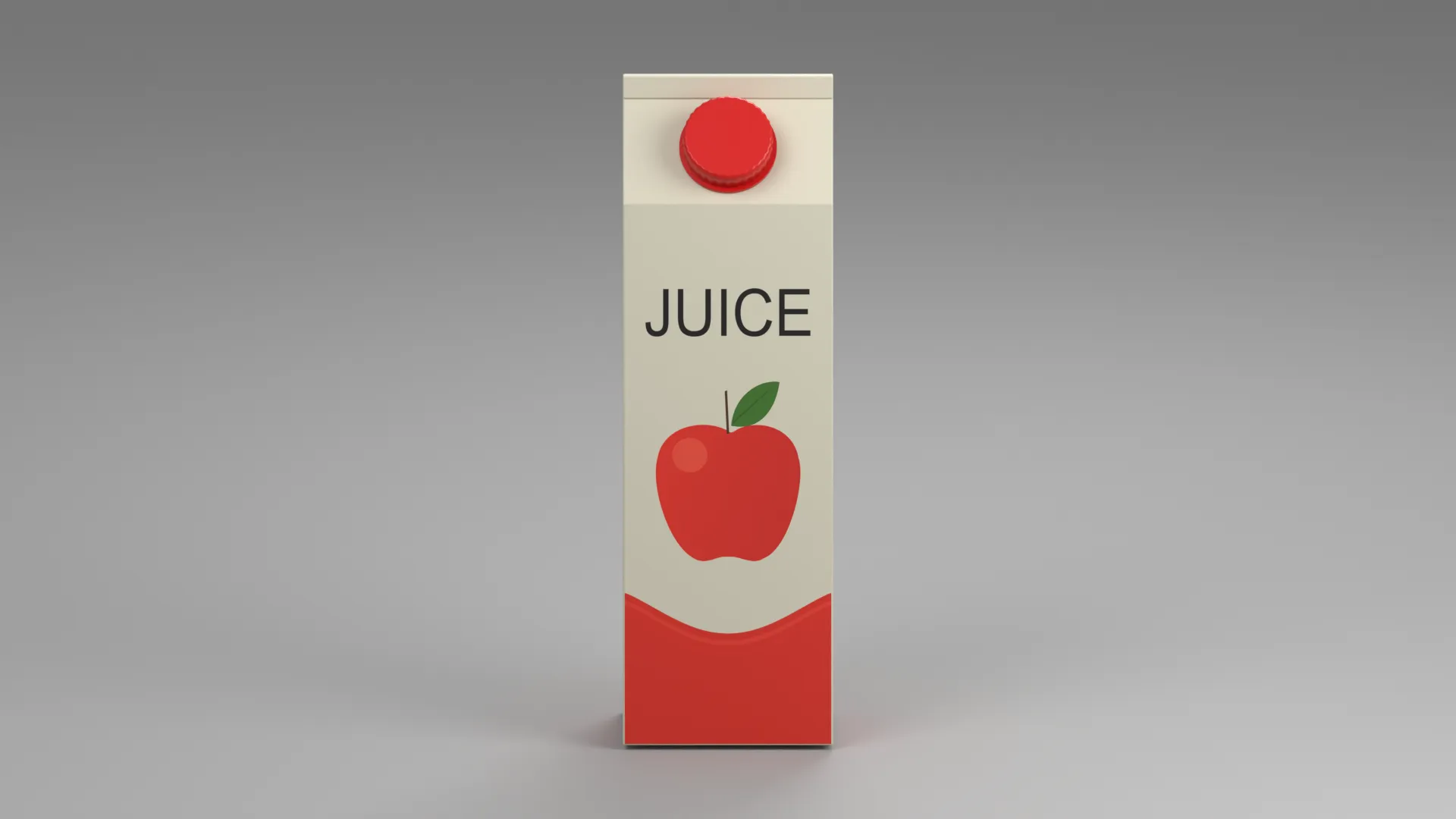 Tall Apple Juice Carton with Red Cap Low-poly 3D model