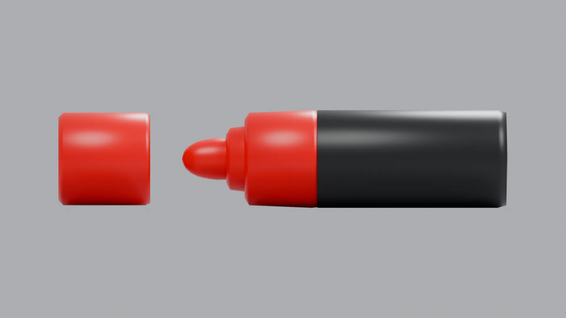 Red Highlighter with Black Barrel Low-poly 3D model