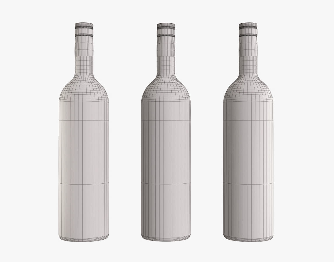 Red wine bottle 3D model_1