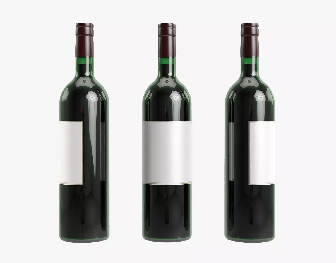 Red wine bottle 3D model_0