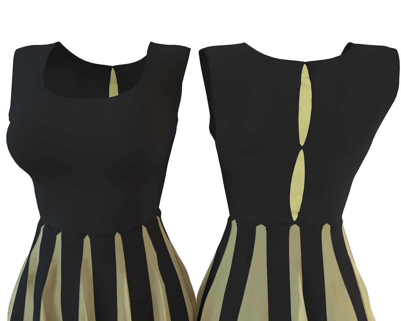 Stylish Designer Women Dress with Gores 3D model  3D model_9