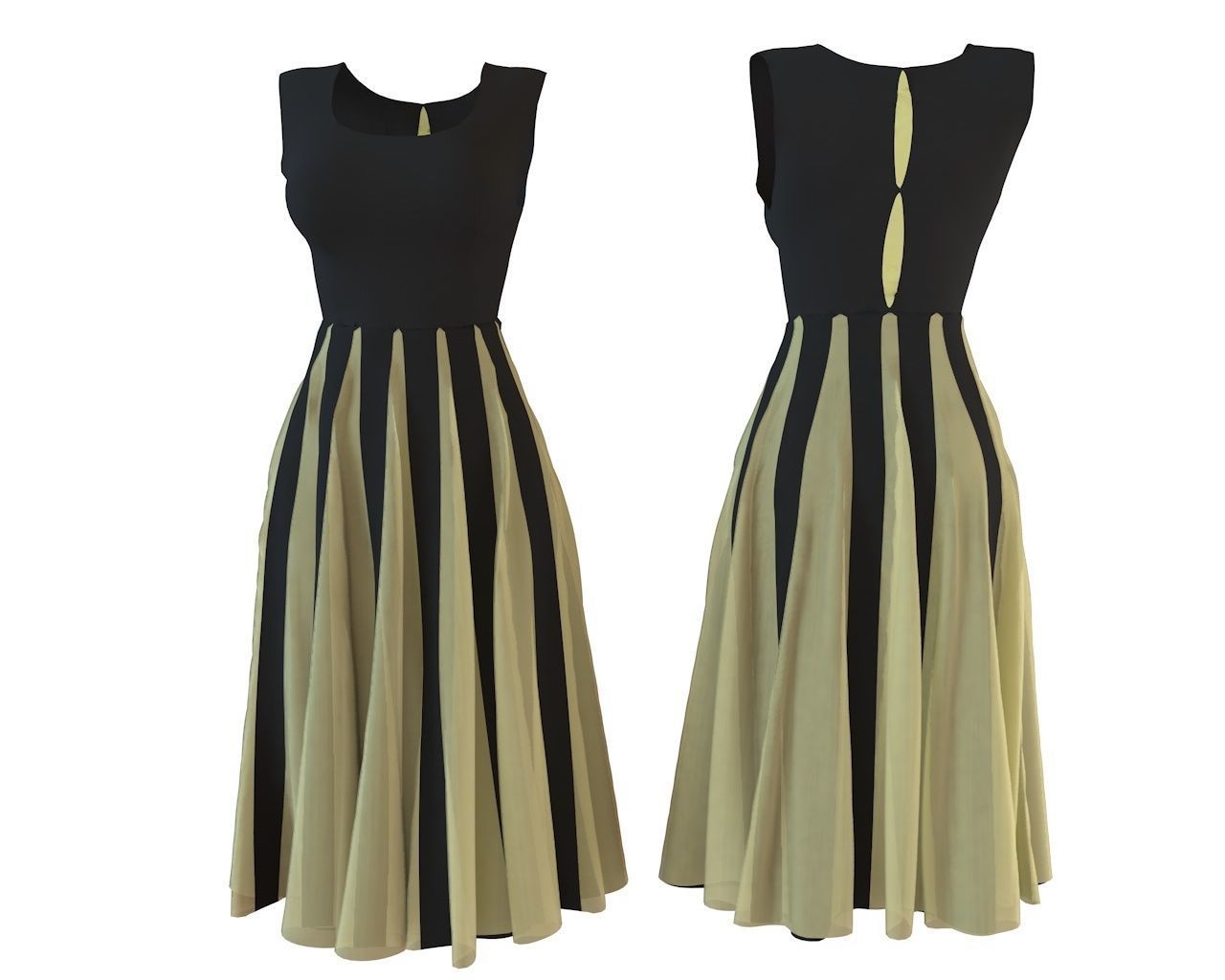 Stylish Designer Women Dress with Gores 3D model  3D model_7