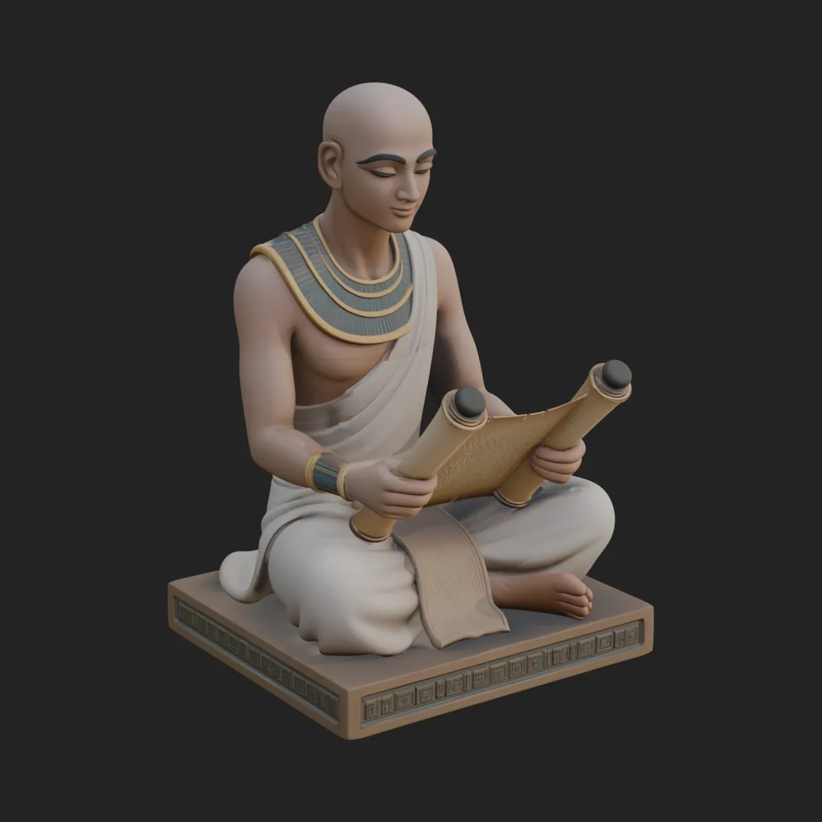Seated Egyptian Scribe Statue Design 4 - 3D Print Model 3D model 3D ...